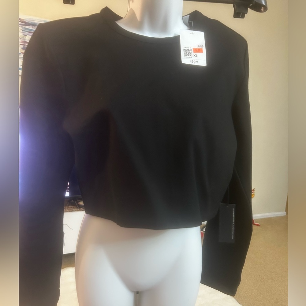 Black Women's Top with statement shoulder